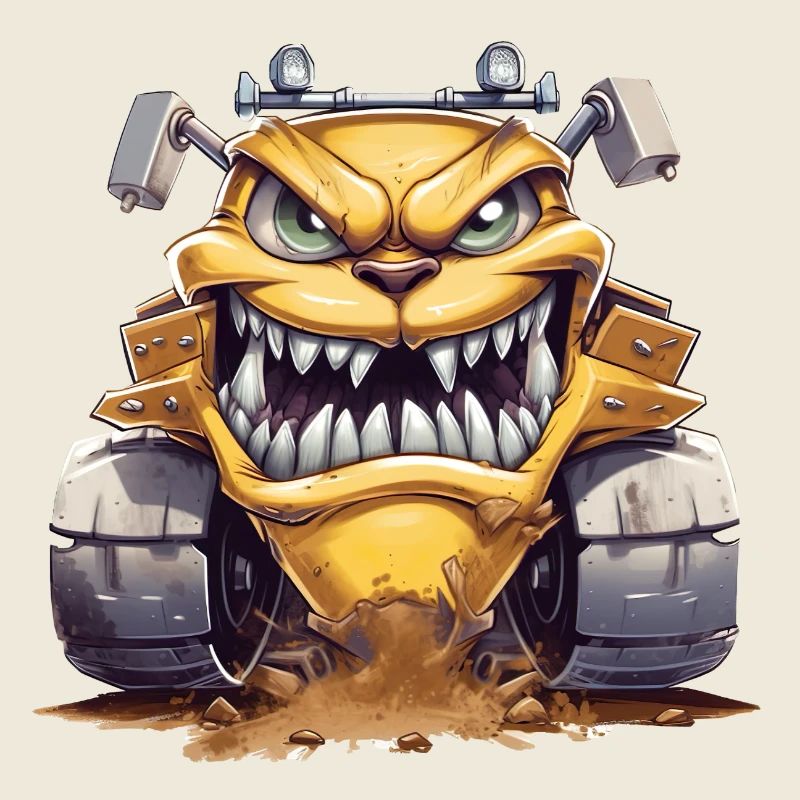 Une machine de construction agressive montre ses dents