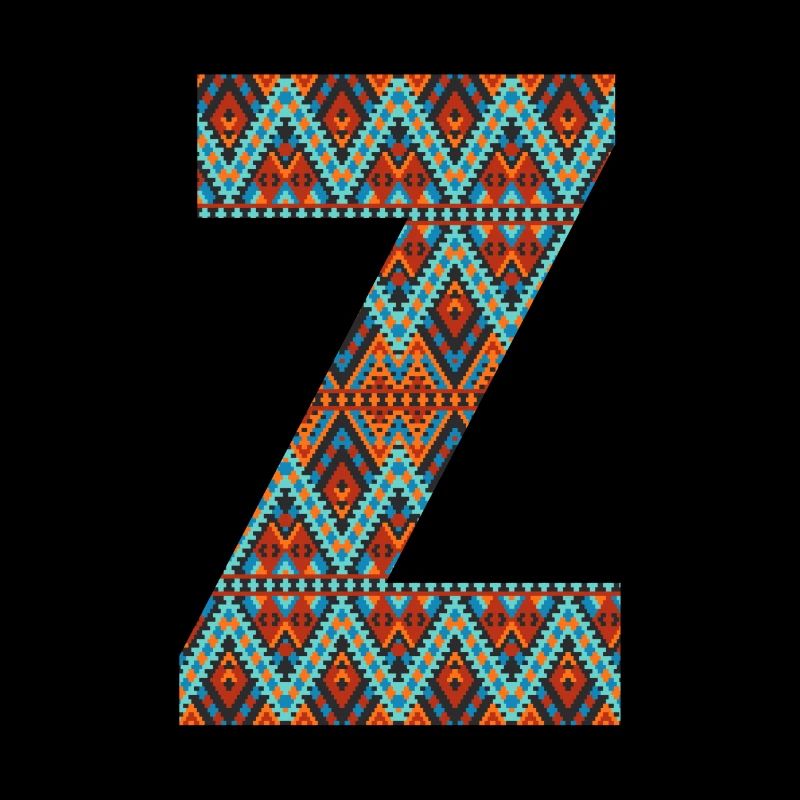 Lettre Z- design boho, monogramme coloré