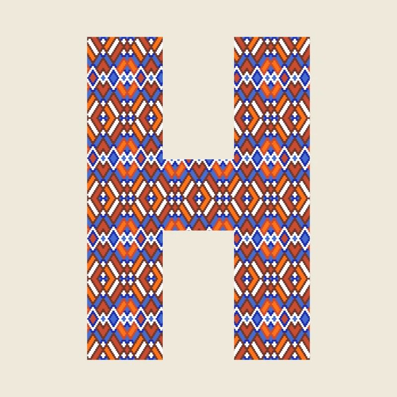 Monogram Letter H- geometric pattern