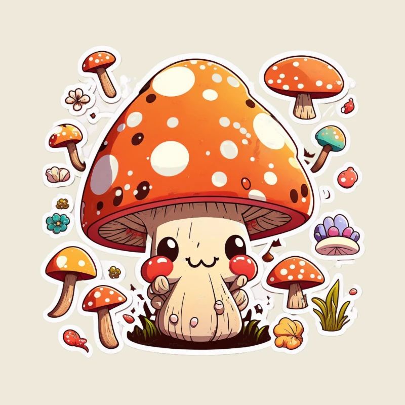 Drôle de champignon de dessin animé