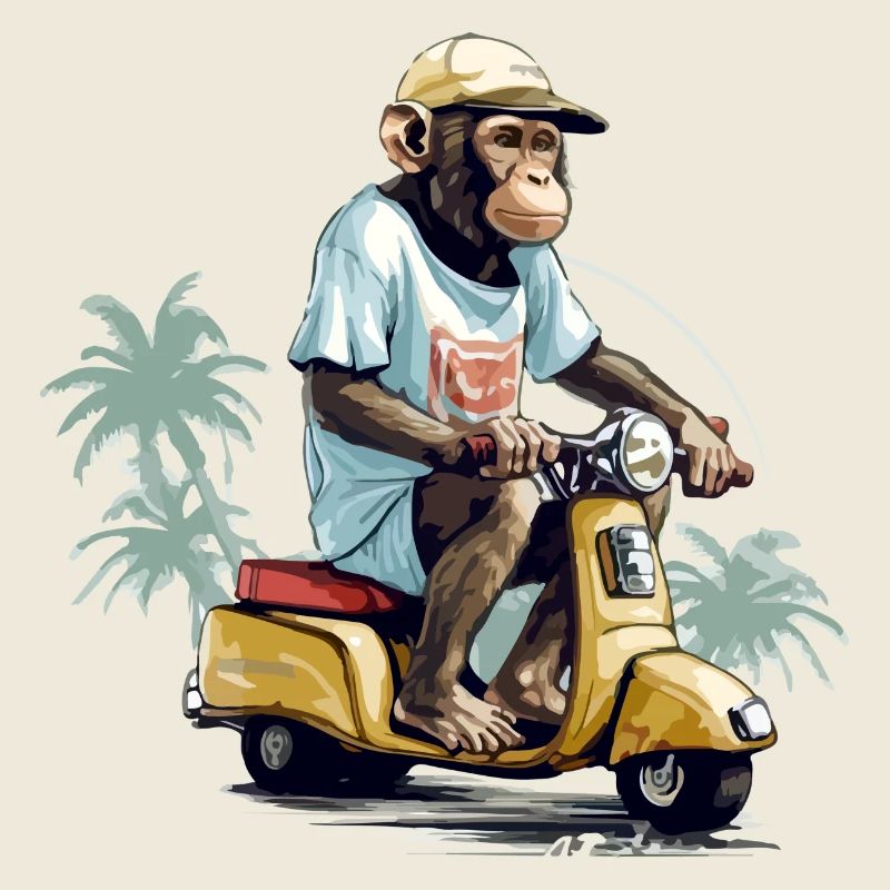 Kiki le singe au scooter