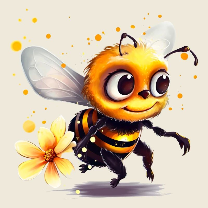 Funny bee has covered herself with bee pollen