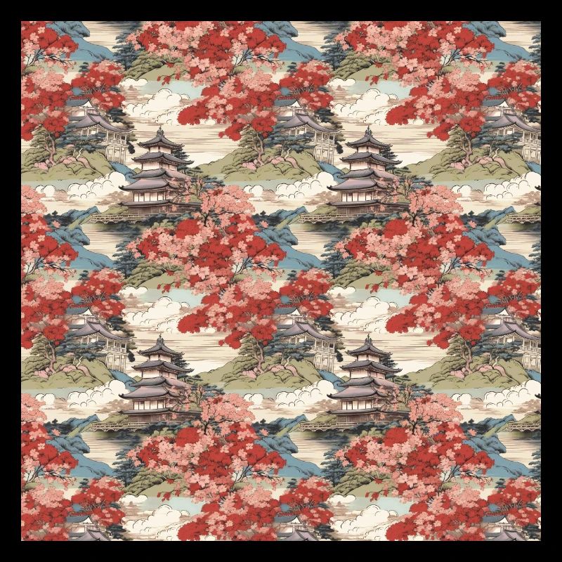 Asian Seamless Pattern Japanese Chinese Painting
