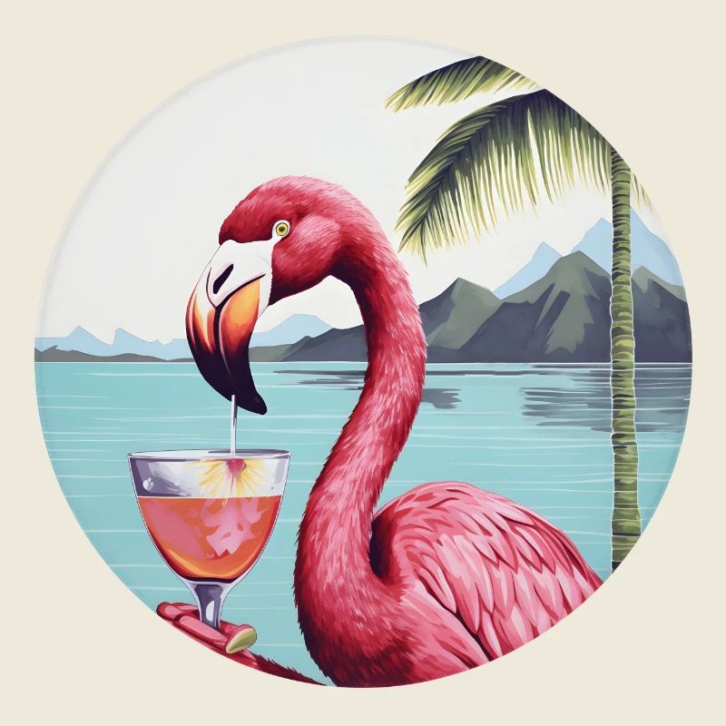 Flamingo mit Cocktail