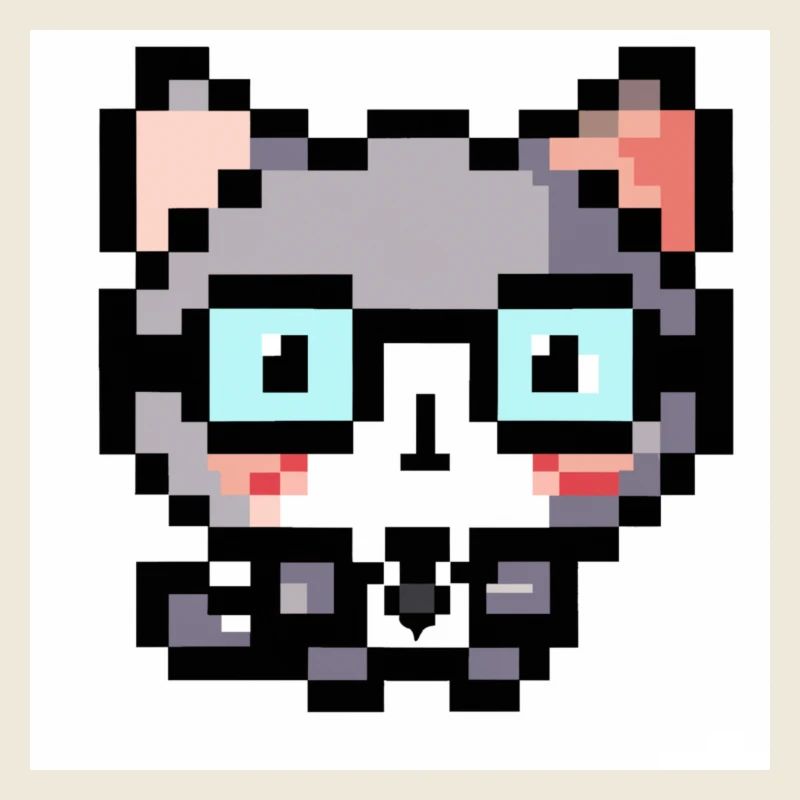Katze Professor Lehrer, Laborant, Brille, pixelart
