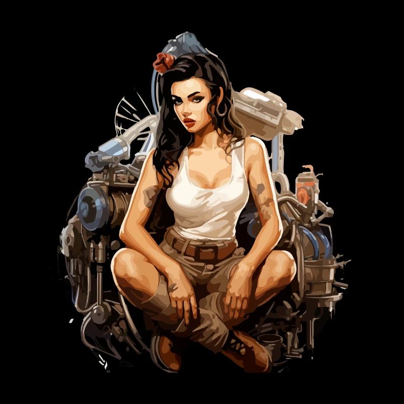 Pinup Astrid mécanicienne