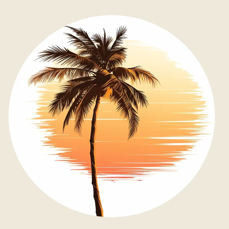 Tropical palm tree with summer sunset