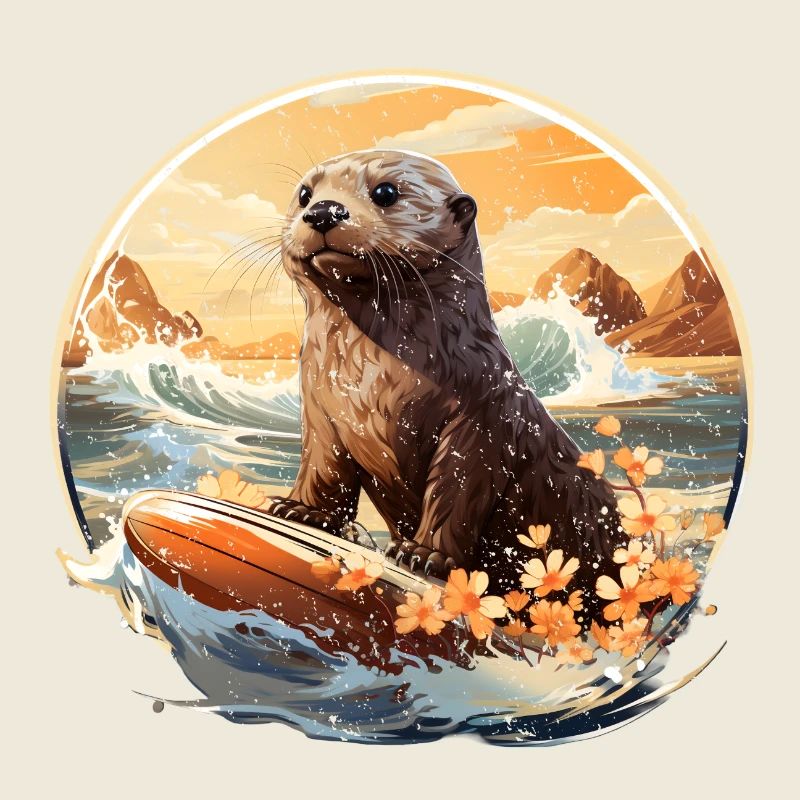 Seeotter auf Surfboard