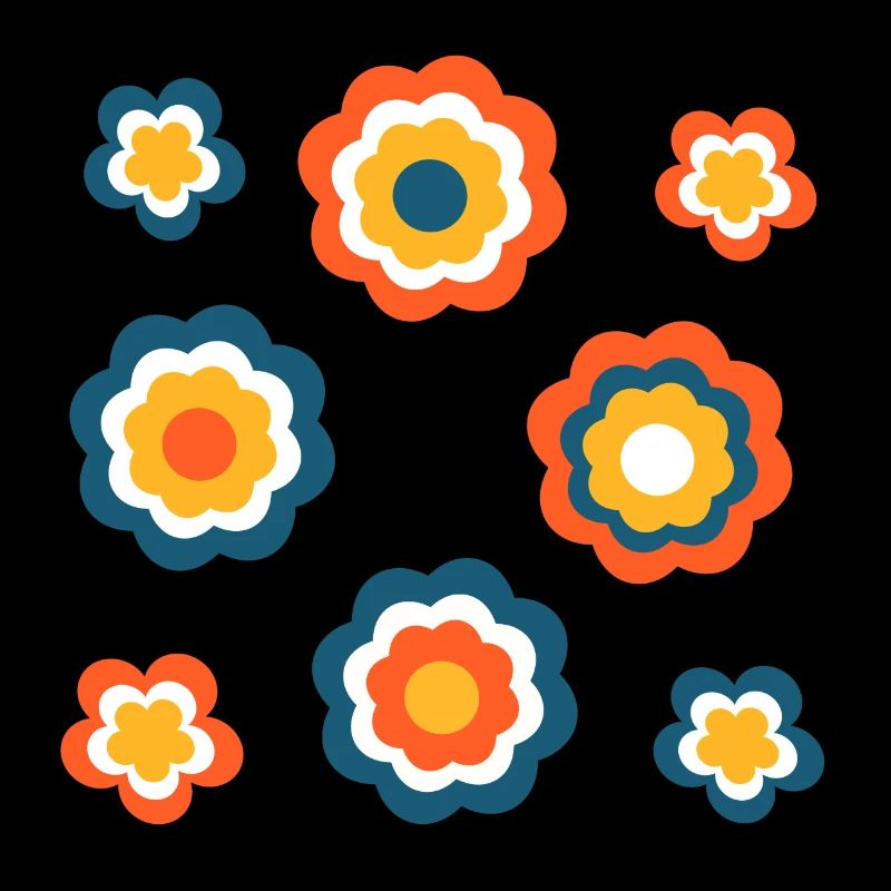 70er Jahre Blume Muster Retro Hippie Flowers Power