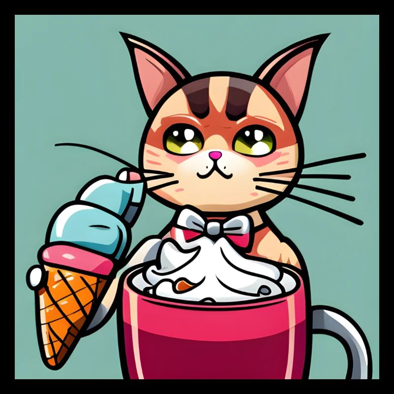 Chat mignon dégustant une délicieuse crème glacée