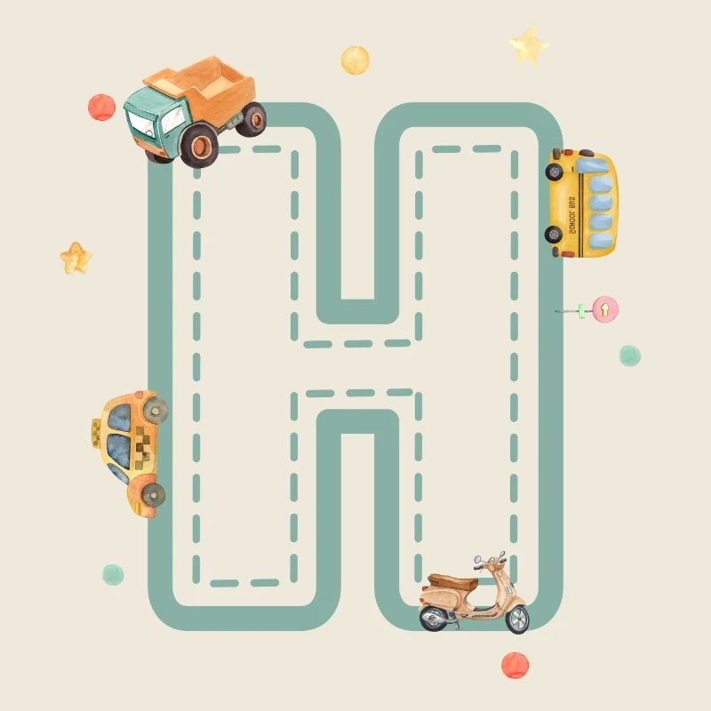 Letter h vehicle - personalized child gift