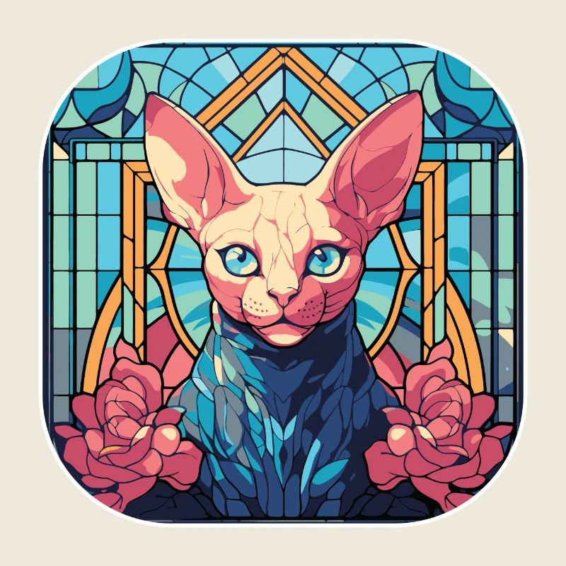 Buntes Aquarellgemälde der Sphynx-Katzenrasse