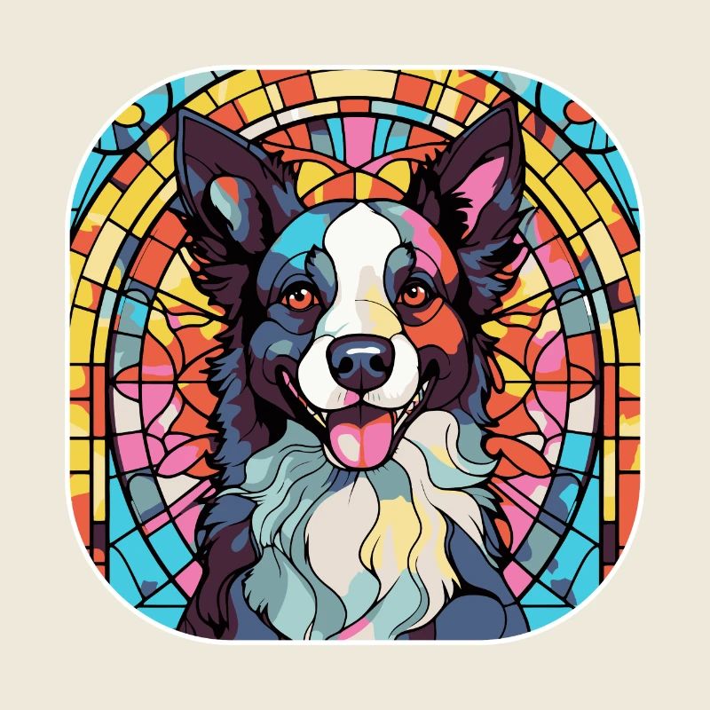 Bunte Grenze Collie Hunderasse Aquarellglas