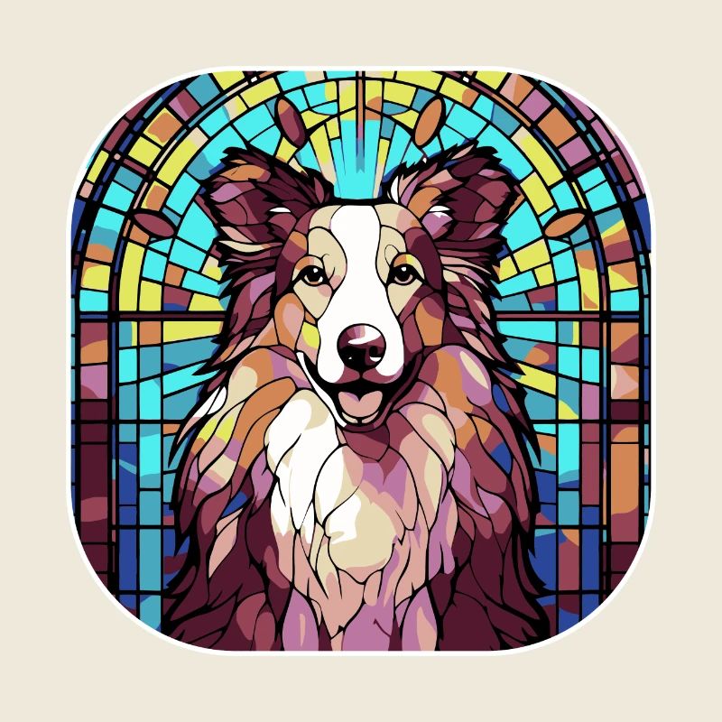 Bunte Collie Hunderasse Aquarell Glas Paintin