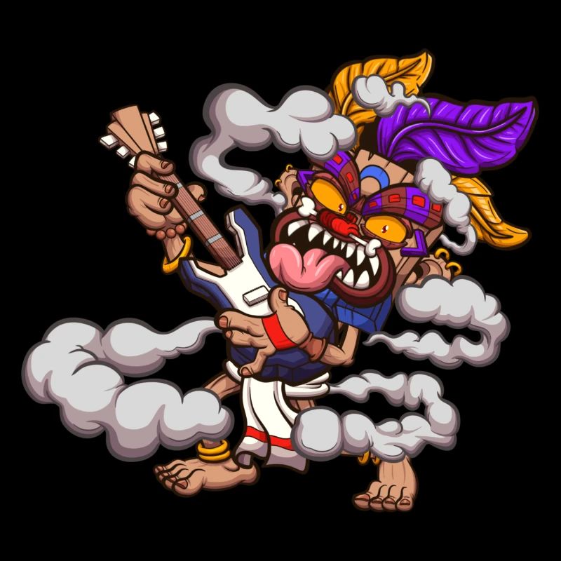 Tiki Mask Playing Guitar