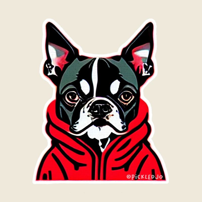 Boston Terrier Roter Kapuzenpullover Pop Art