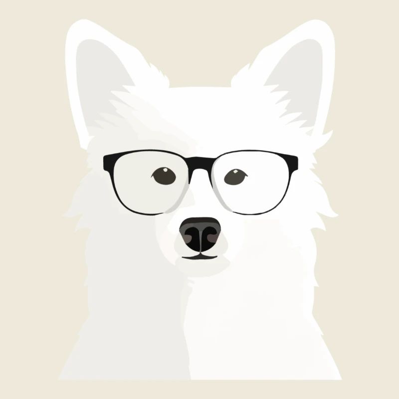 Cleverer Weisser Schäferhund mit Brille
