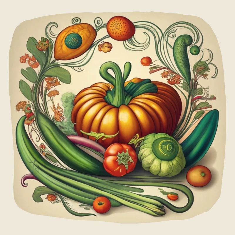 Art nouveau vegetables composition