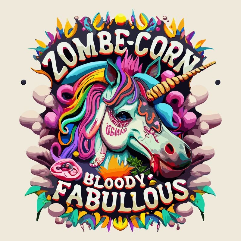Halloween: Licorne zombie avec lettrage