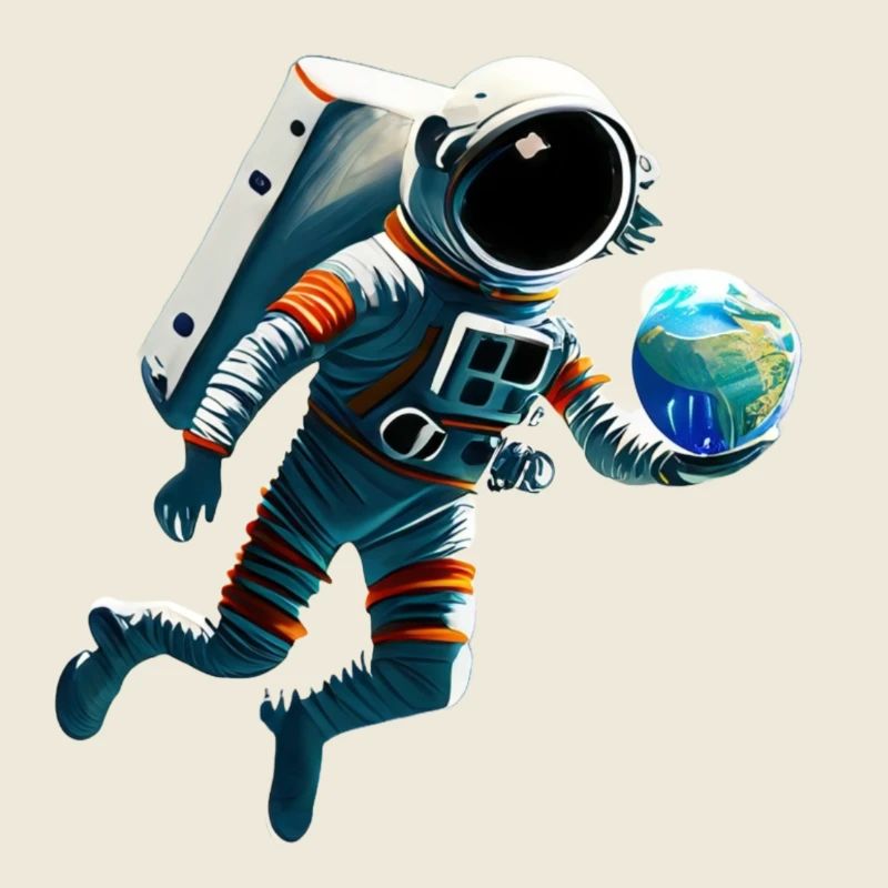 Astronaute avec des planètes