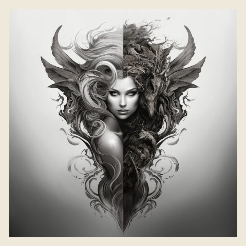 Evil Deity Demon Design White Black