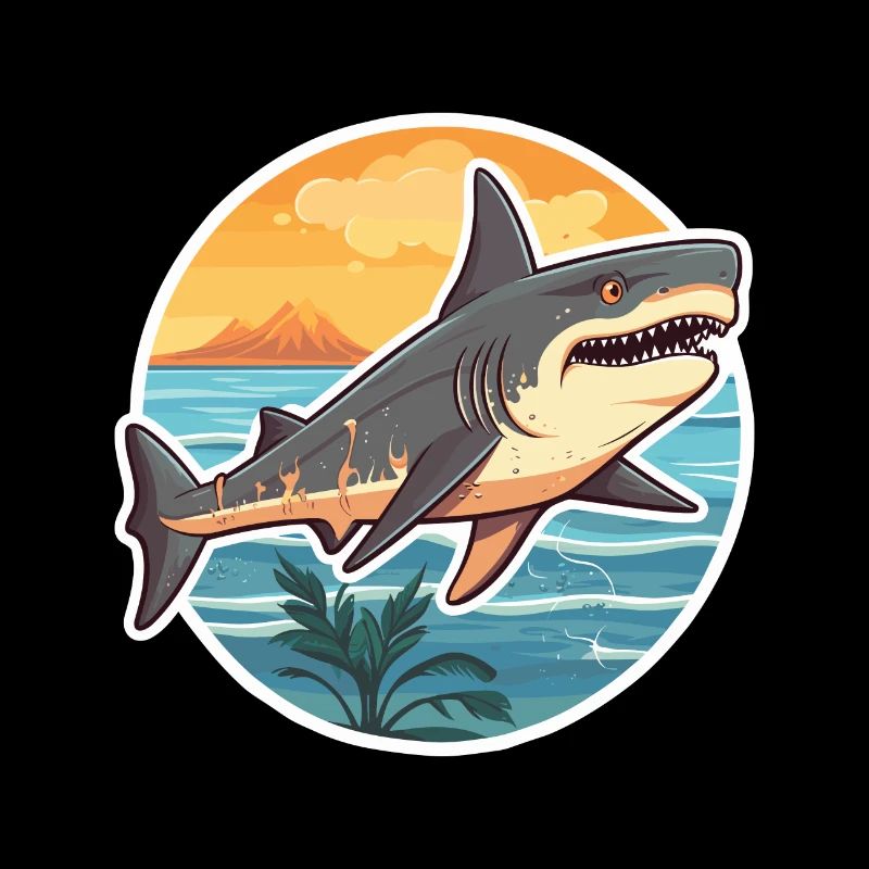 Requin drôle de dessin animé kawaii plage illustration