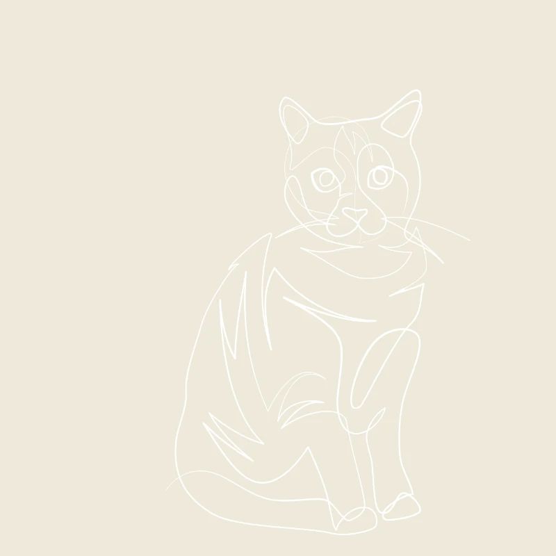 Chat comme chat de ligne une ligne art
