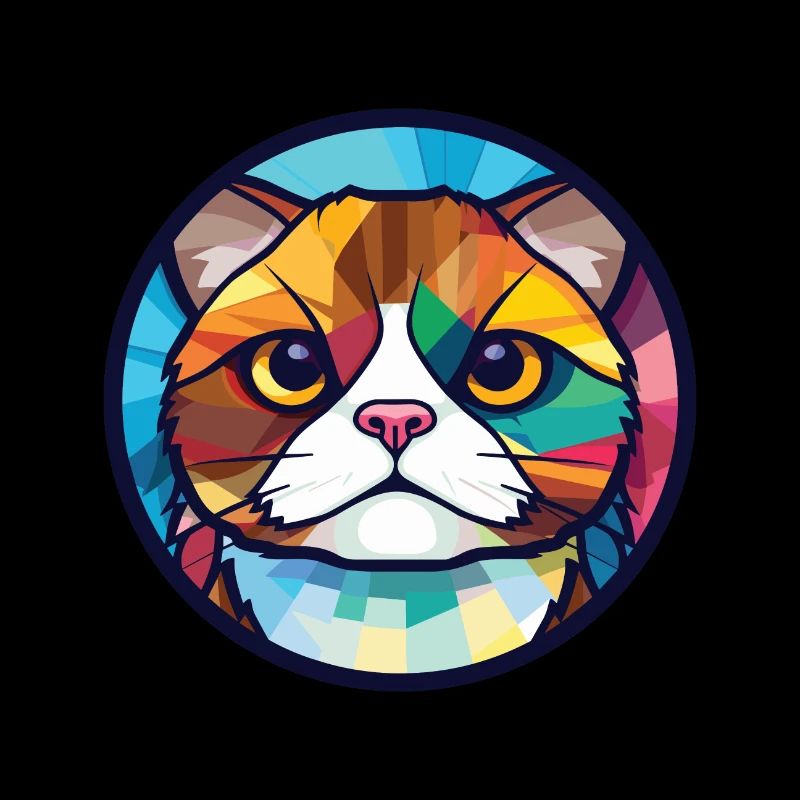 Scottish Fold Cat Bunte Aquarell-Illustration
