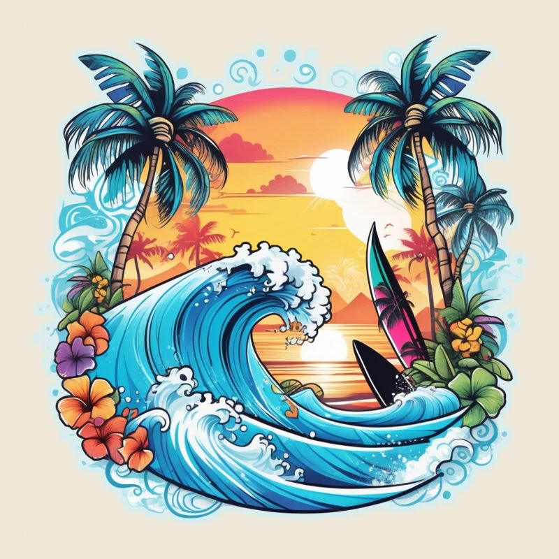 surf plage palmier soleil vacances