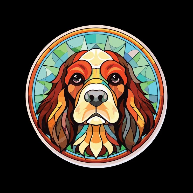 Cavalier Hunderasse Aquarell Glas Illustration