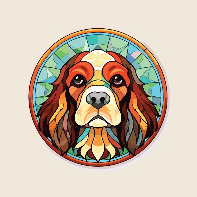 Cavalier Hunderasse Aquarell Glas Illustration