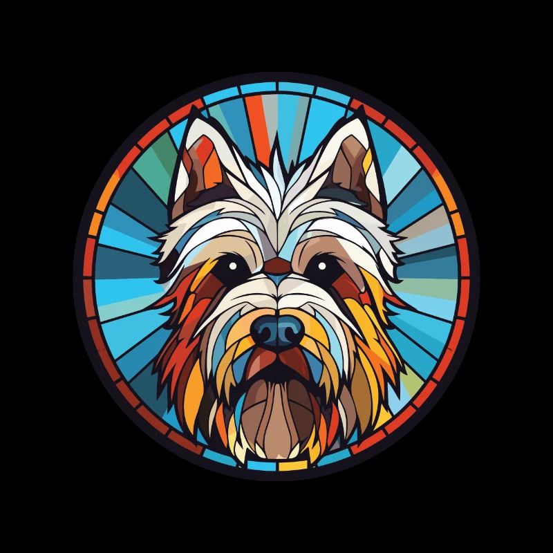 Skye Terrier Lap Dog Breed Watercolor Illustration