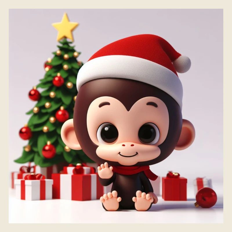 Cute monkey at Christmas