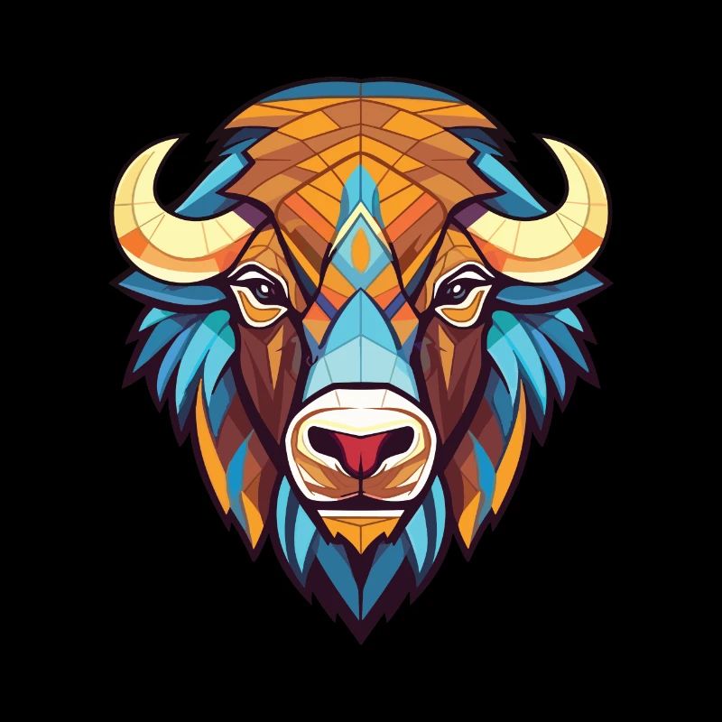 Bison buntes Aquarell Tier Haustier Illustration