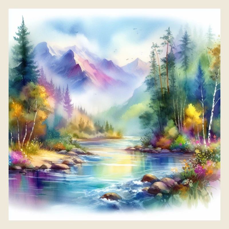Paysage coloré à l’aquarelle