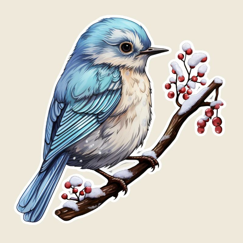 Cute bird in winter
