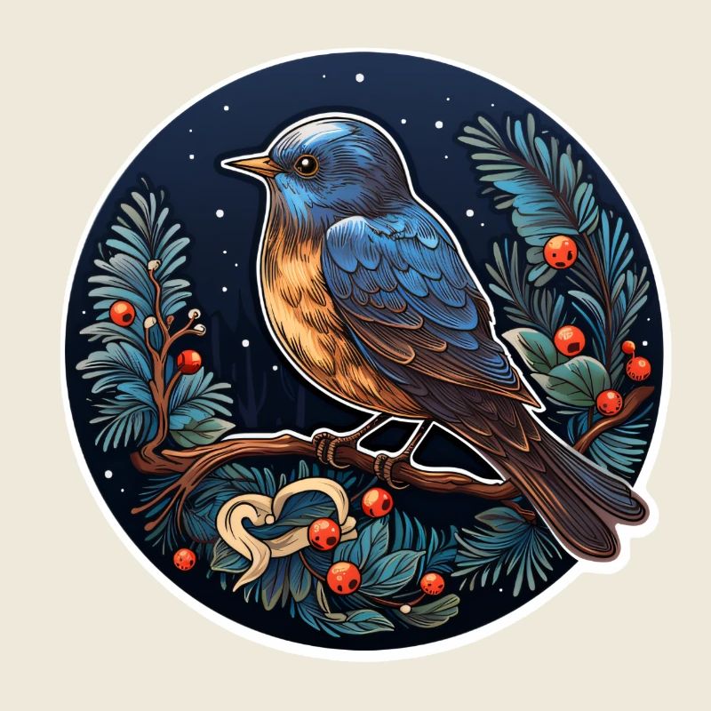 Winternacht mit Vogel