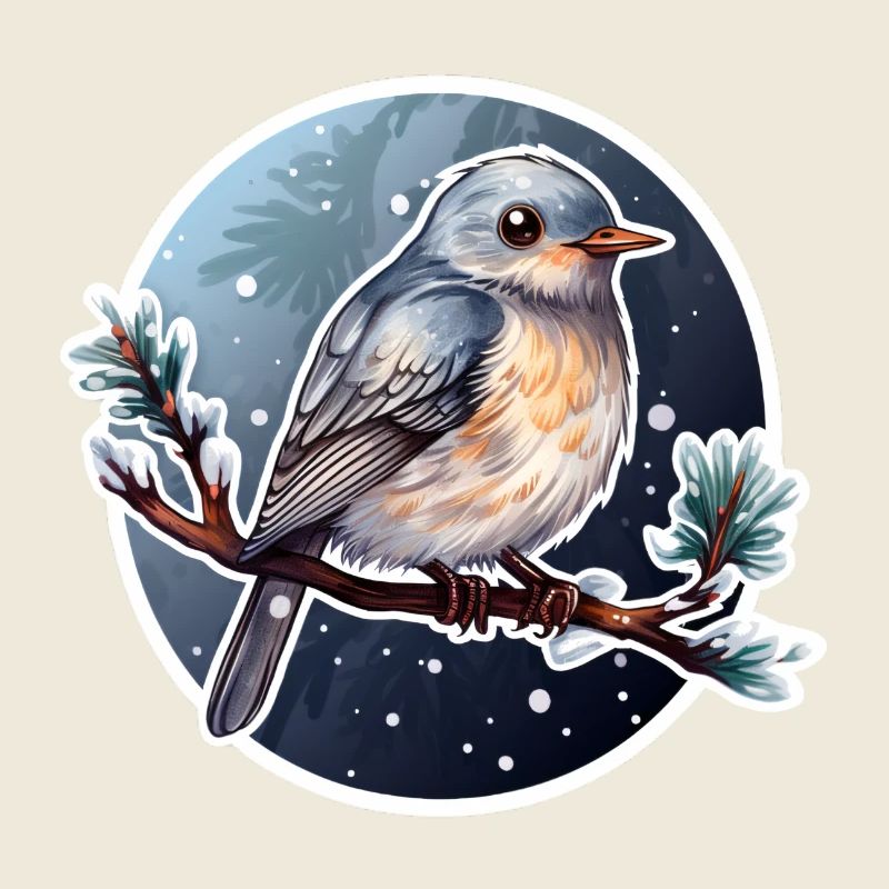 Oiseau mignon en hiver