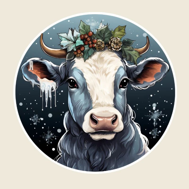 Vache de Noël givrée