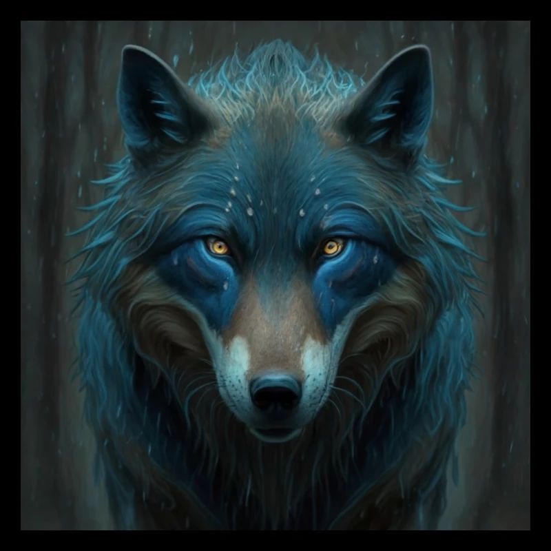 Loup bleu dans la forêt