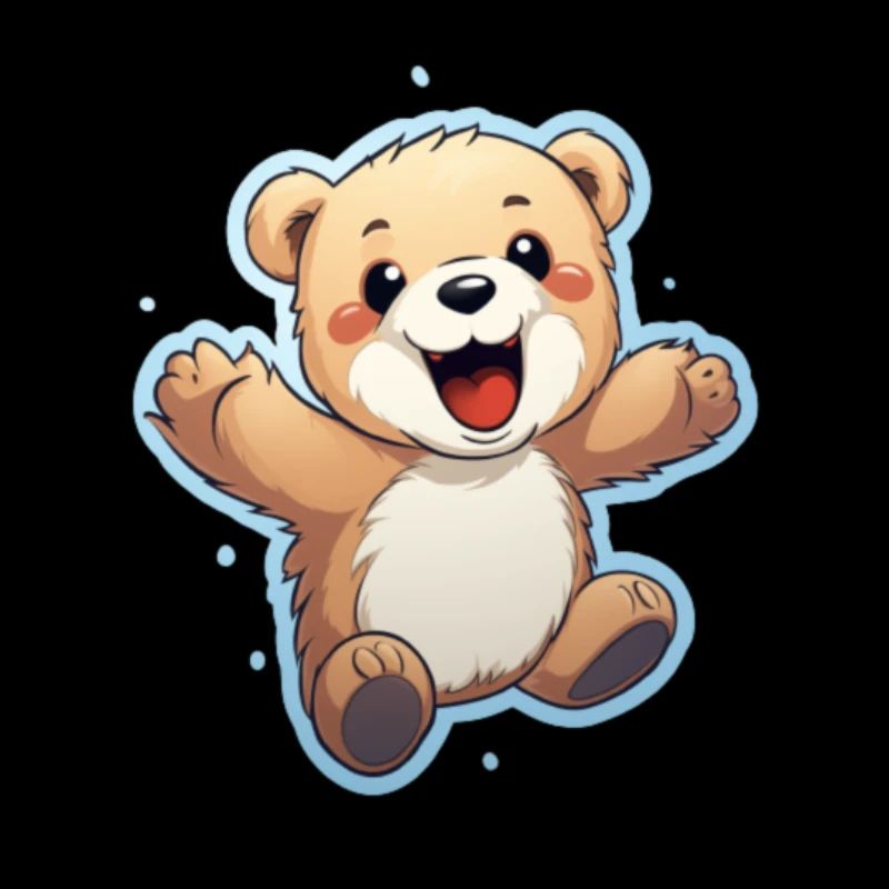 cute bear who jumps happily