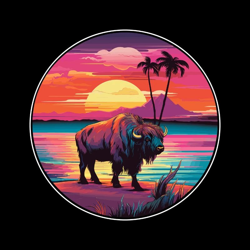 Bison buntes Aquarell Cartoon Kawaii Tier