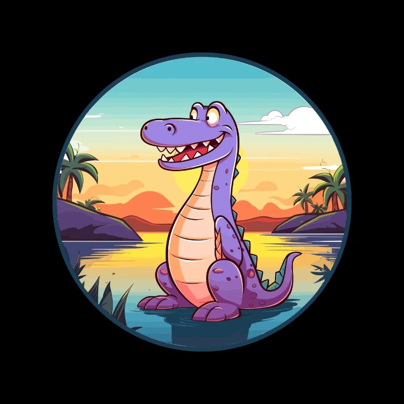 Alligator Aquarelle Colorée Dessin Animé Kawaii Pet