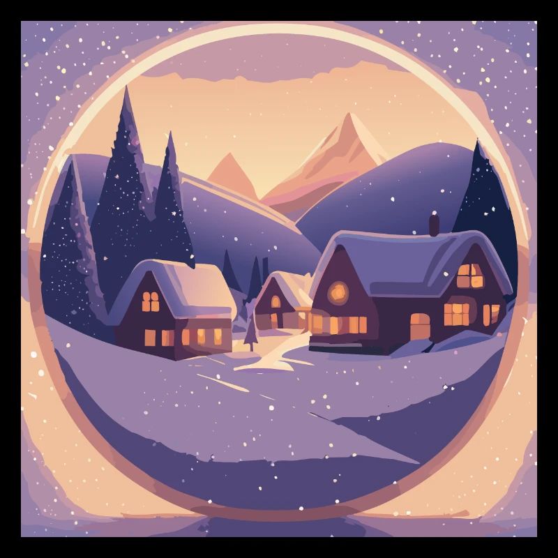 Village in snow globe