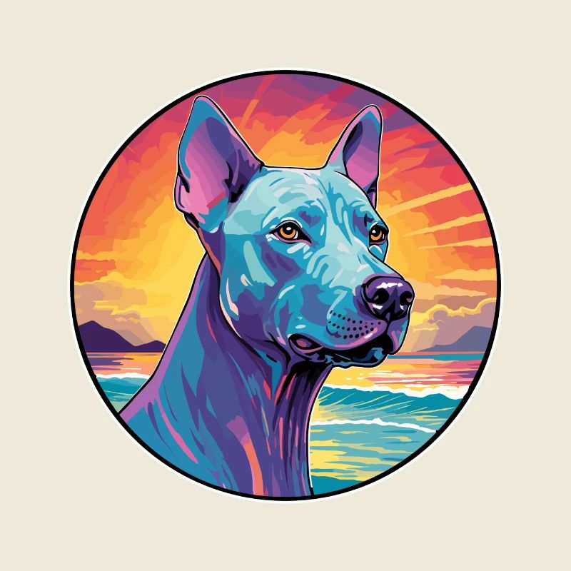 Bleu Thai Ridgeback Chien Race Coloré Cartoon Wat