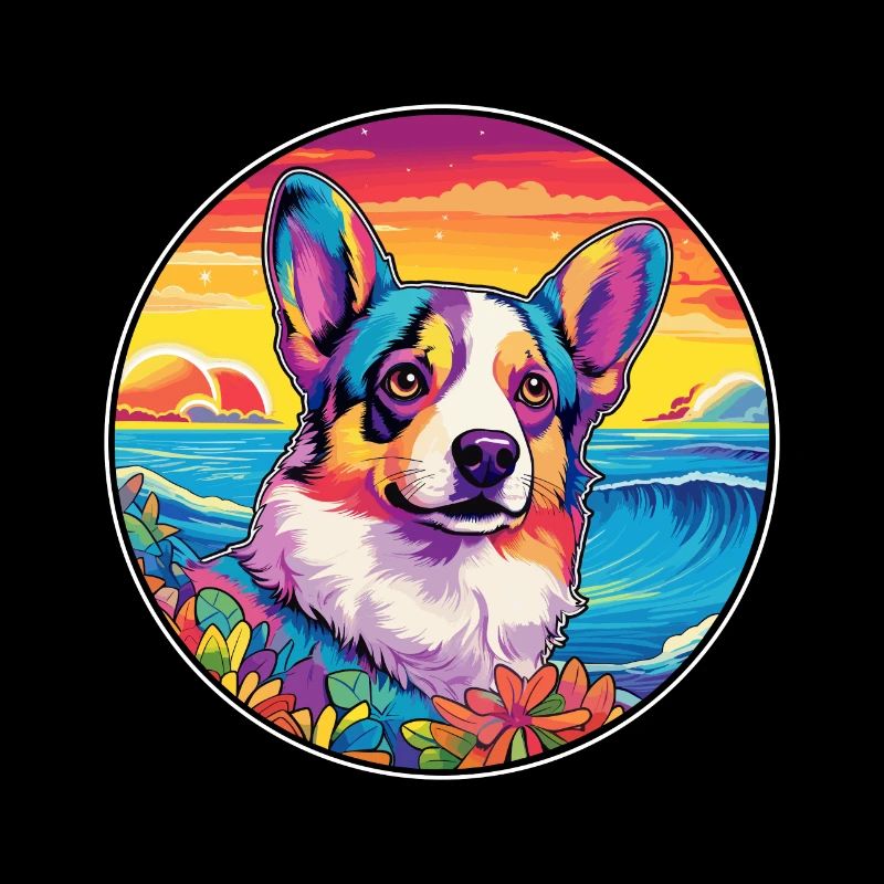 Strickjacke Welsh Corgi Hunderasse Bunte Karikatur Wa