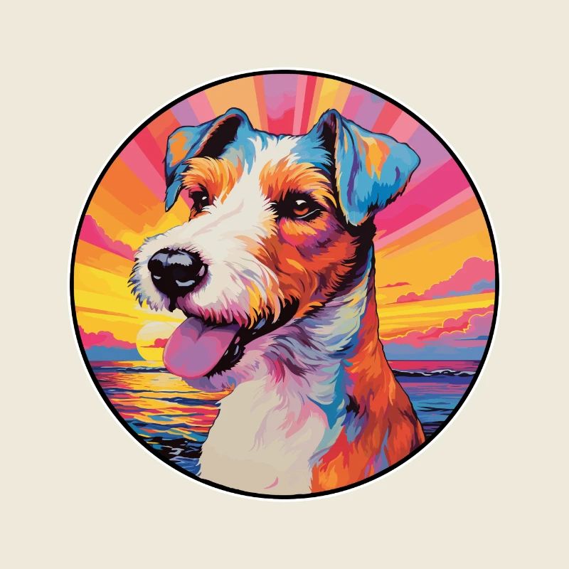 Foxterrier glatte Hunderasse bunte Karikatur Wate
