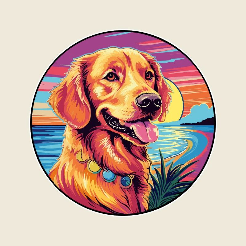 Golden Retriever Hunderasse Bunte Karikatur Wasserc