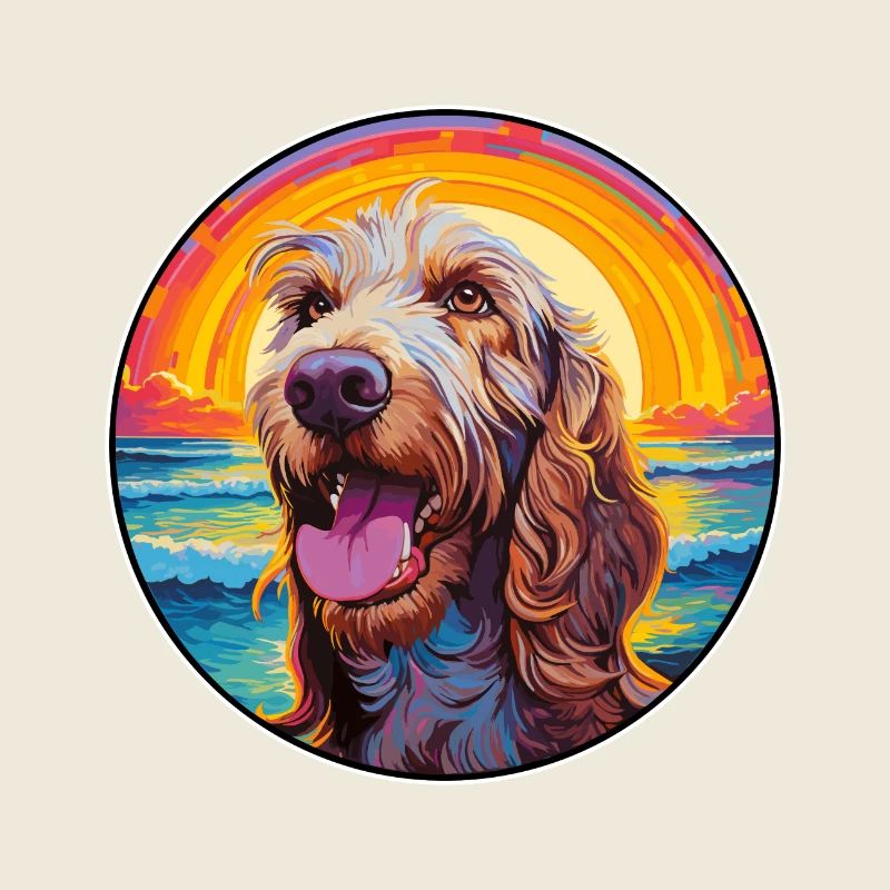 Spinone Italiano Hunderasse Bunte Karikatur Wasserc