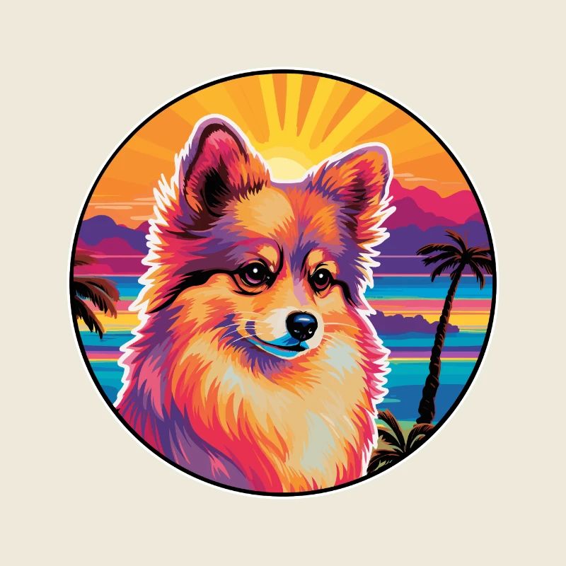 Spielzeug Deutscher Spitz Hund Rasse Bunte Karikatur Wasserc